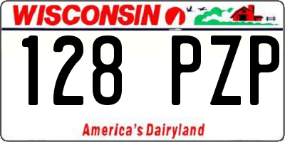 WI license plate 128PZP