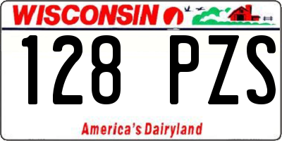 WI license plate 128PZS