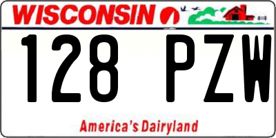 WI license plate 128PZW