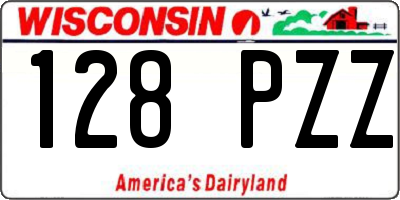 WI license plate 128PZZ
