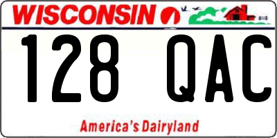 WI license plate 128QAC