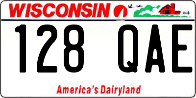 WI license plate 128QAE
