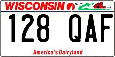 WI license plate 128QAF