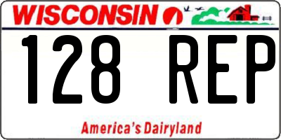 WI license plate 128REP