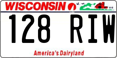 WI license plate 128RIW
