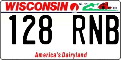 WI license plate 128RNB