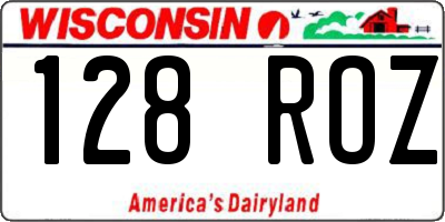 WI license plate 128ROZ