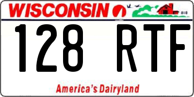 WI license plate 128RTF