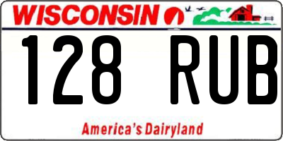 WI license plate 128RUB