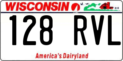 WI license plate 128RVL