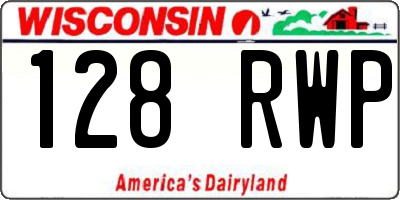 WI license plate 128RWP
