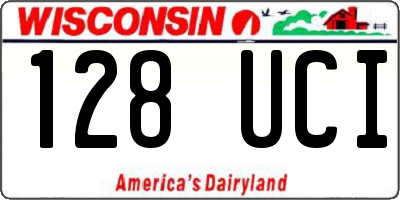 WI license plate 128UCI