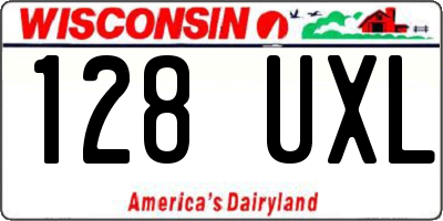 WI license plate 128UXL