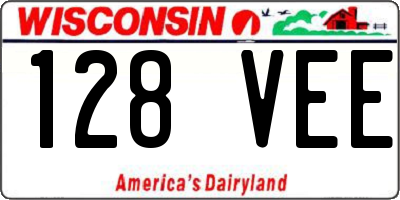 WI license plate 128VEE