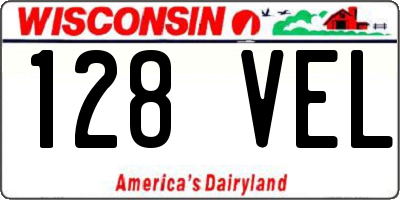 WI license plate 128VEL