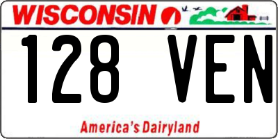 WI license plate 128VEN