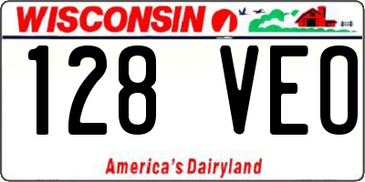 WI license plate 128VEO
