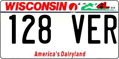 WI license plate 128VER