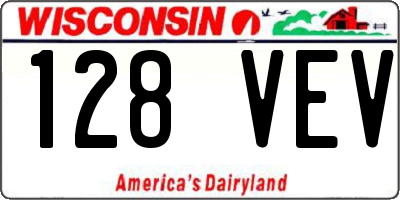 WI license plate 128VEV