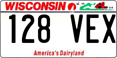 WI license plate 128VEX
