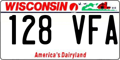 WI license plate 128VFA