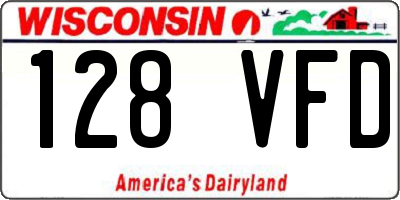 WI license plate 128VFD