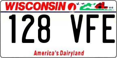 WI license plate 128VFE