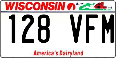 WI license plate 128VFM