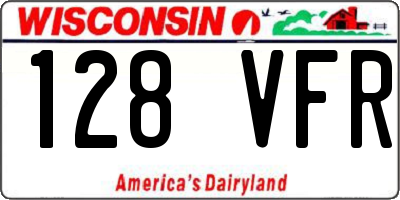 WI license plate 128VFR