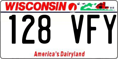 WI license plate 128VFY