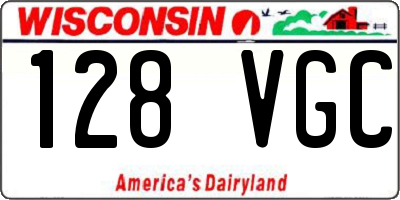 WI license plate 128VGC