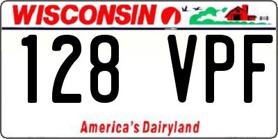 WI license plate 128VPF
