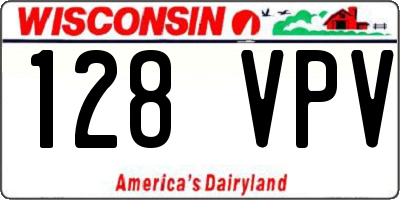 WI license plate 128VPV