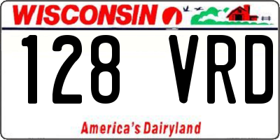WI license plate 128VRD