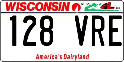 WI license plate 128VRE