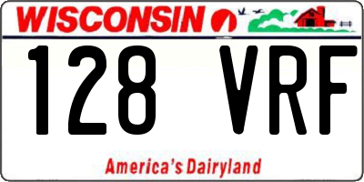 WI license plate 128VRF