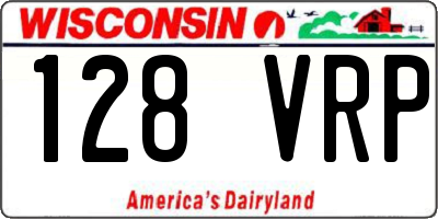 WI license plate 128VRP