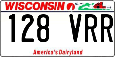 WI license plate 128VRR