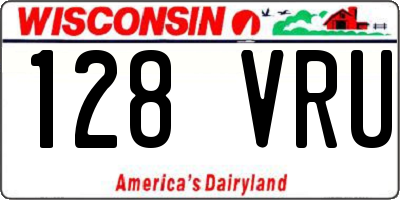 WI license plate 128VRU