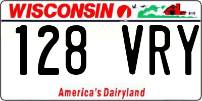 WI license plate 128VRY
