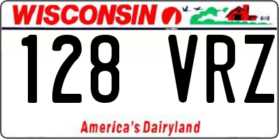 WI license plate 128VRZ