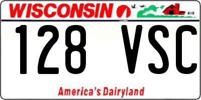 WI license plate 128VSC