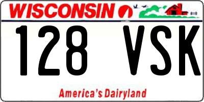 WI license plate 128VSK