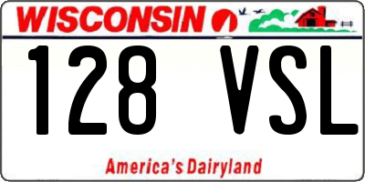 WI license plate 128VSL