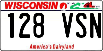 WI license plate 128VSN
