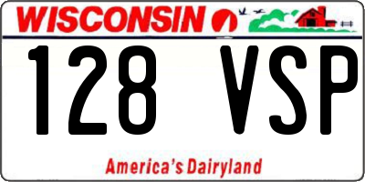 WI license plate 128VSP