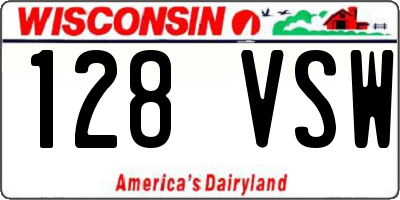 WI license plate 128VSW