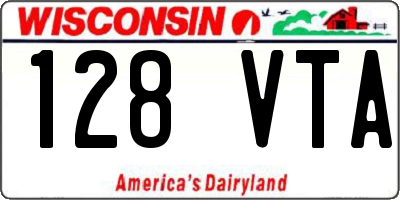 WI license plate 128VTA