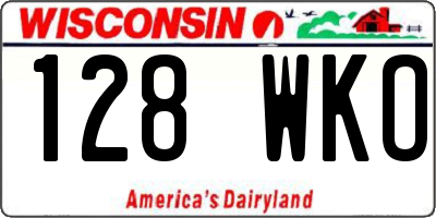 WI license plate 128WKO