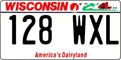 WI license plate 128WXL